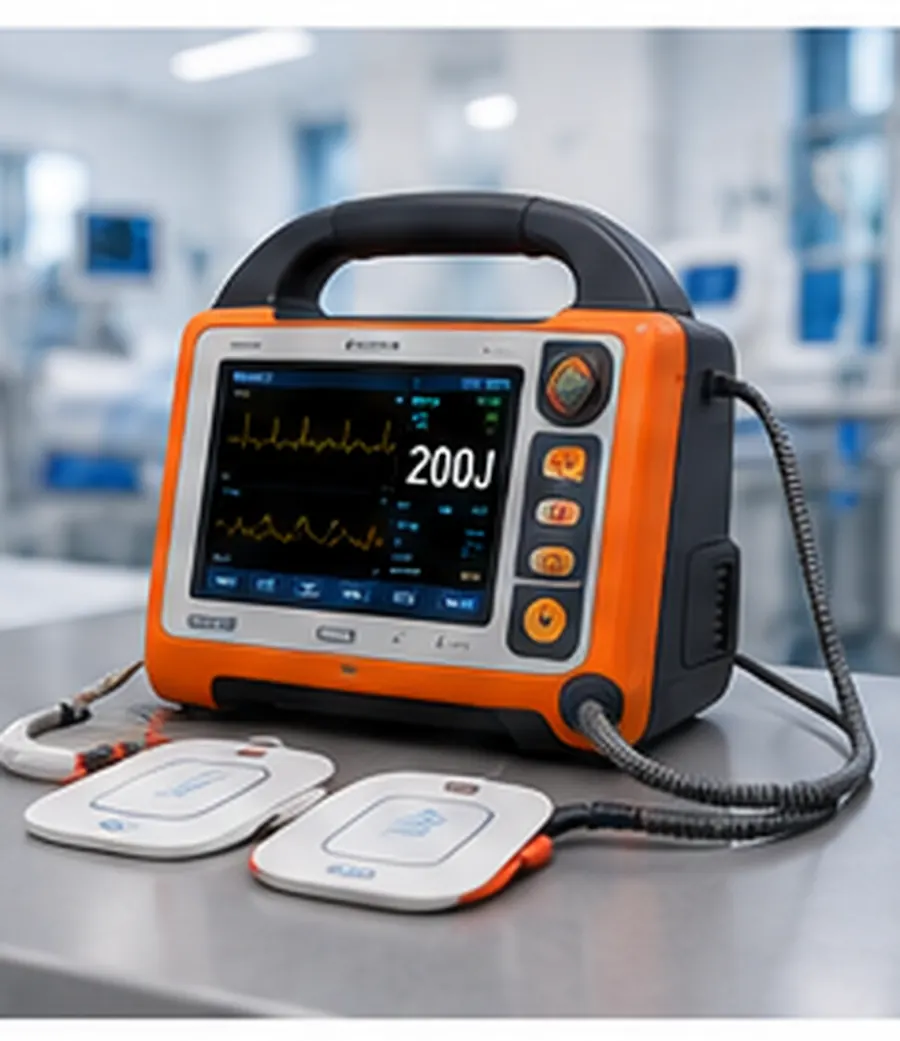 Biphasic defibrillator with monitor in resuscitation area — I-ME Colombia
