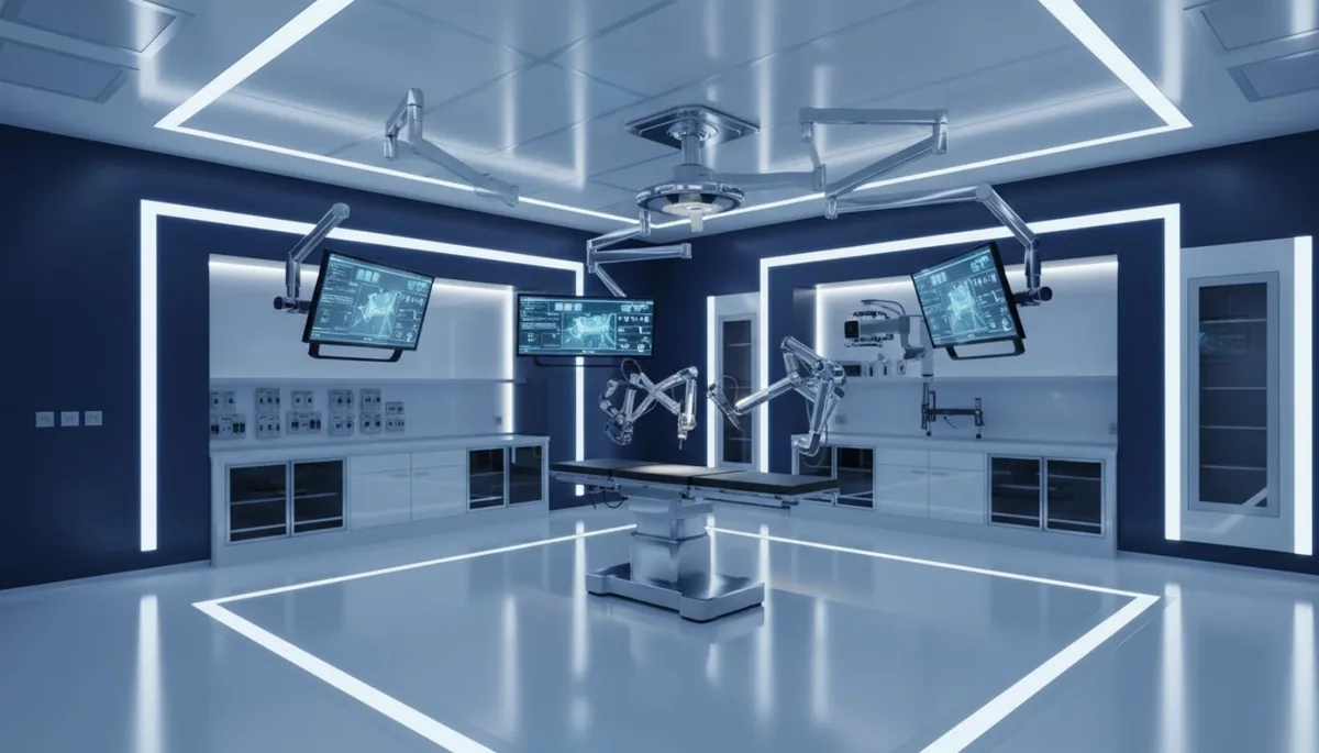 Sala de cirugía robótica con equipos biomédicos avanzados — I-ME Colombia